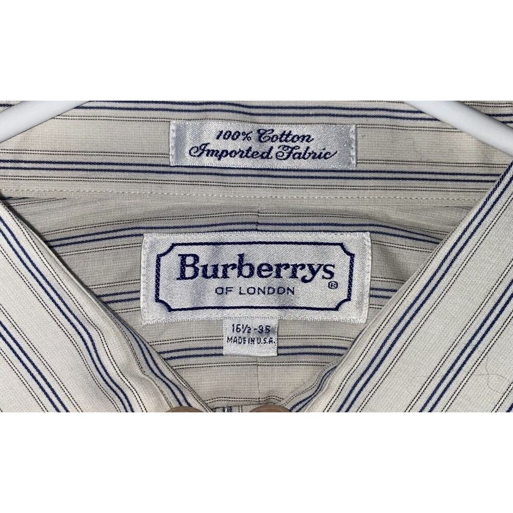 Vintage Burberrys of London Shirt 16.5 35 NWT USA Cotton Ecru Stripe 90s - Picture 6 of 7